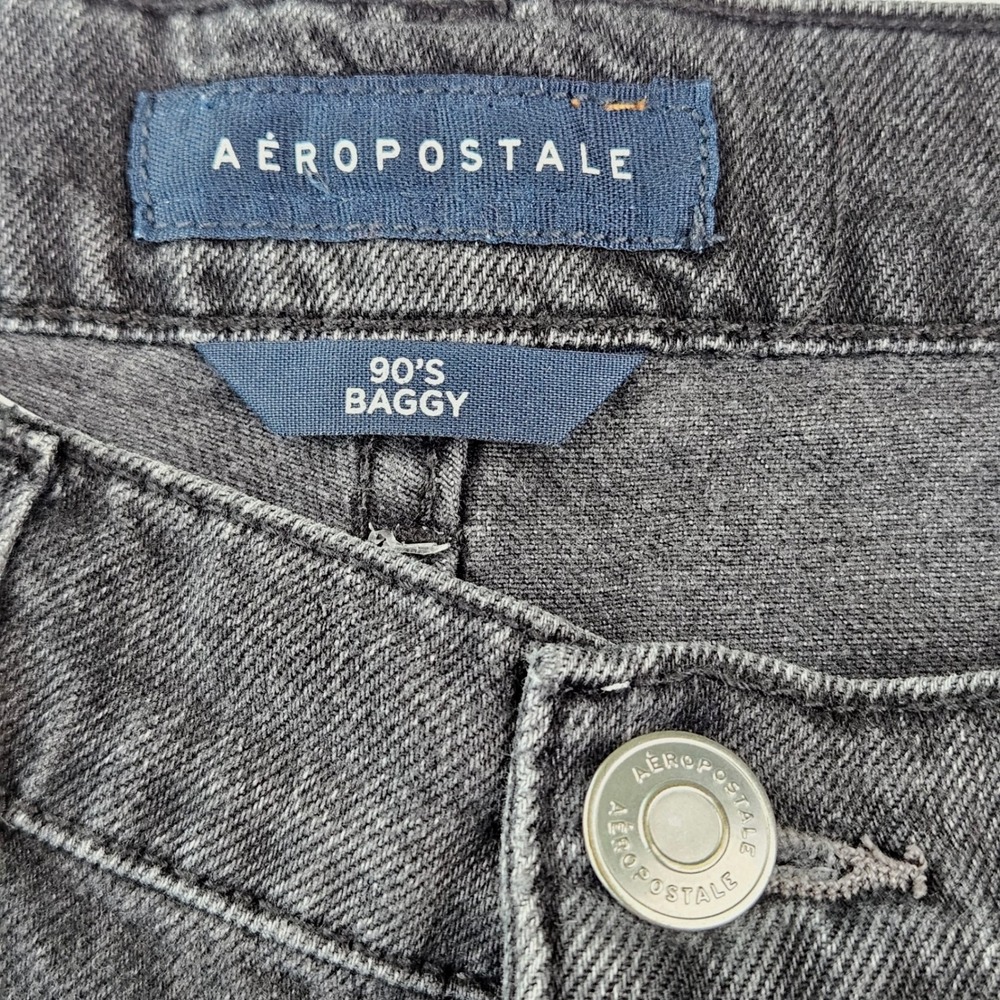 Aeropostale 90s Baggy Distressed Jeans Washed Black Grunge Skater Streetwear 8 - Picture 5 of 10
